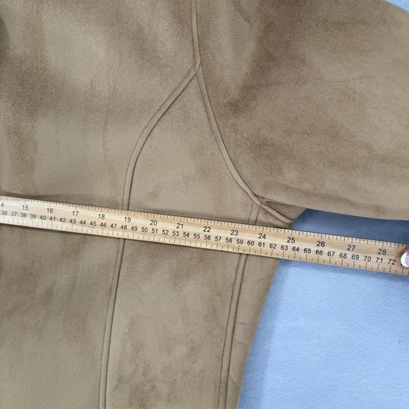 Gallery Woman Jacket Womens 1X Brown Faux Suede Sherpa Lined Button Coat Winter - Picture 13 of 15